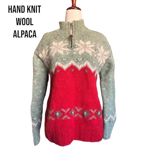 Lauren Ralph Lauren Sweaters - Ralph Lauren Vintage Wool Alpaca Exclusive Hand Knit Holiday Sweater Petite Sm